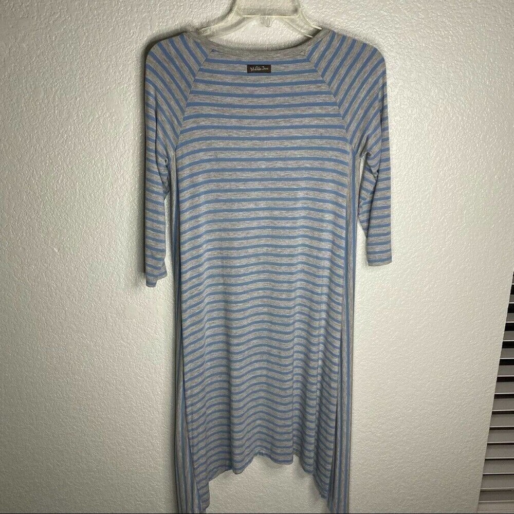 Matilda Jane Her Majesty T-Shirt Tunic Dress Asymmetrical Stripes‎ size Small - Picture 7 of 12